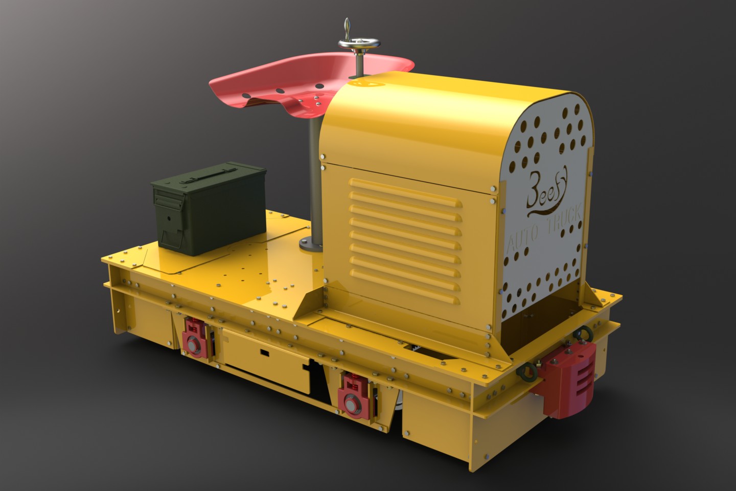Yellow Beefy design visualisation. This is a computer rendering.