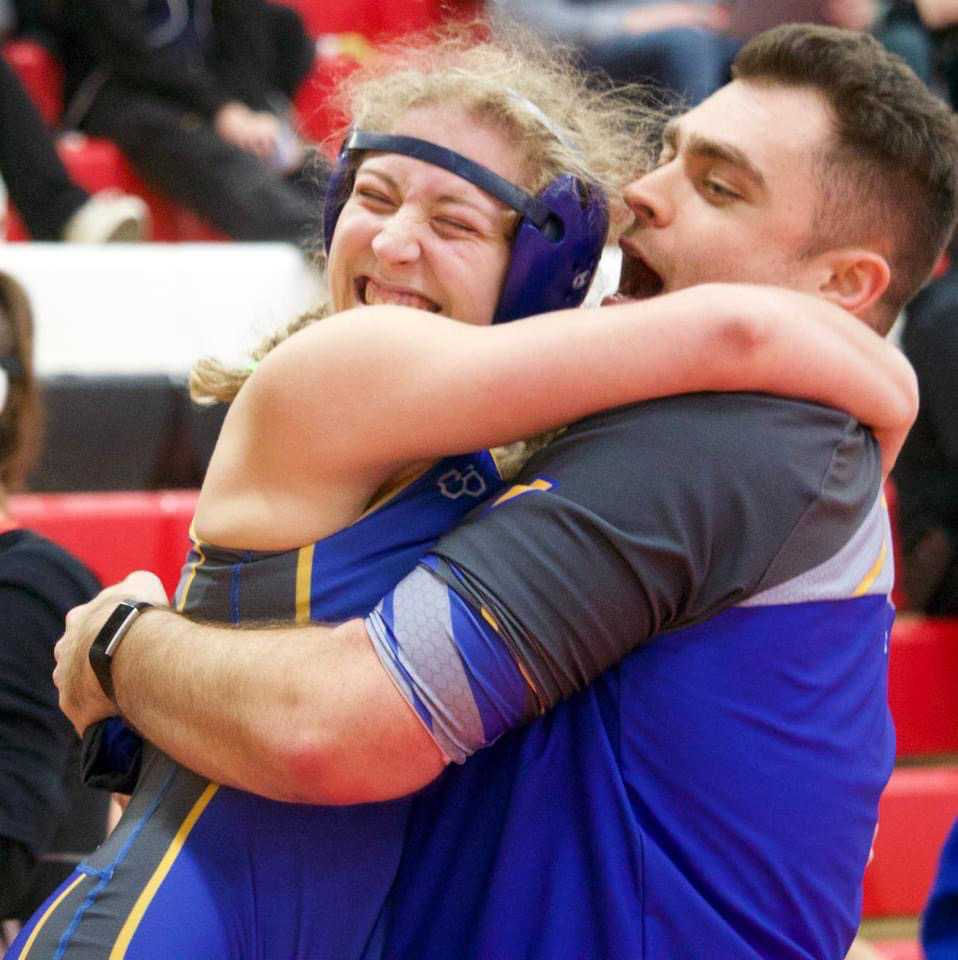 Celebrating with Wrestling Athlete after she qualified for state tournament - 2023