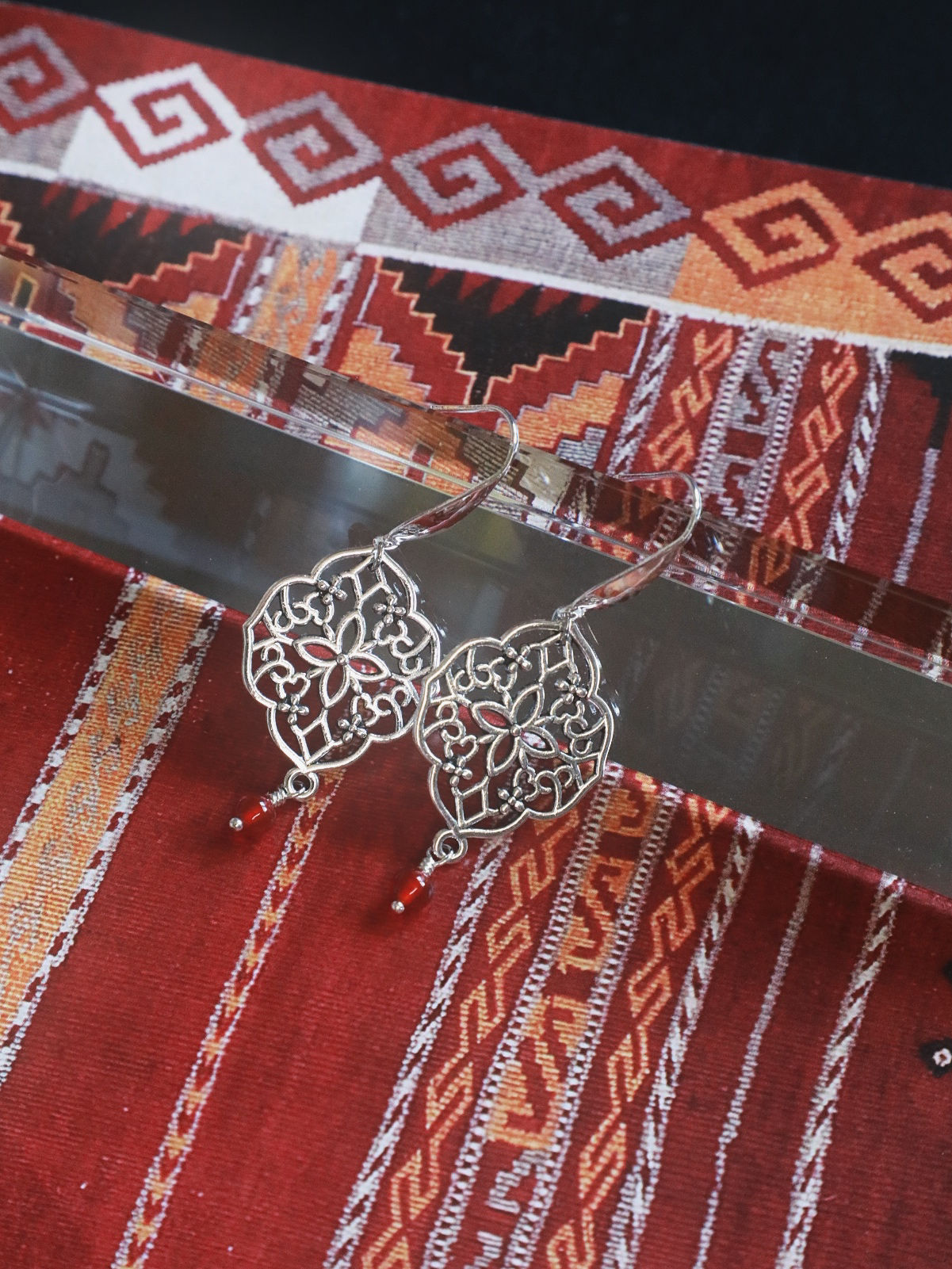 Carnelian bohemian earrings | ethnic earrings | intricate design jewellery