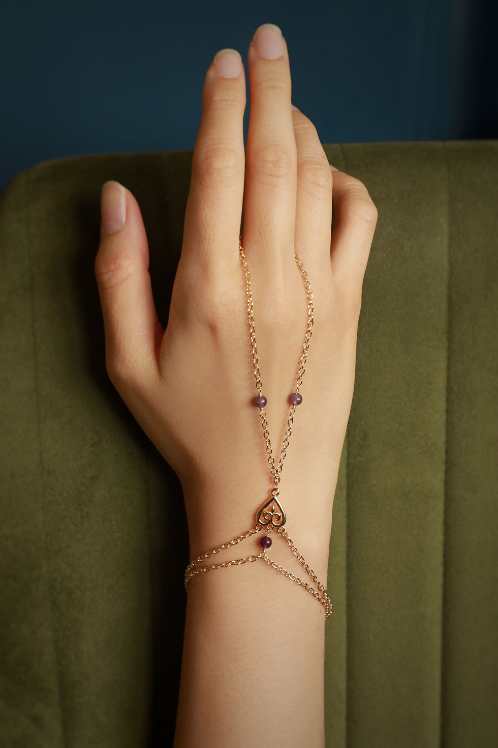 Thumbnail: Hand Finger Chain Bracelet, Kazakh Bilezik, Central Asian Jewellery