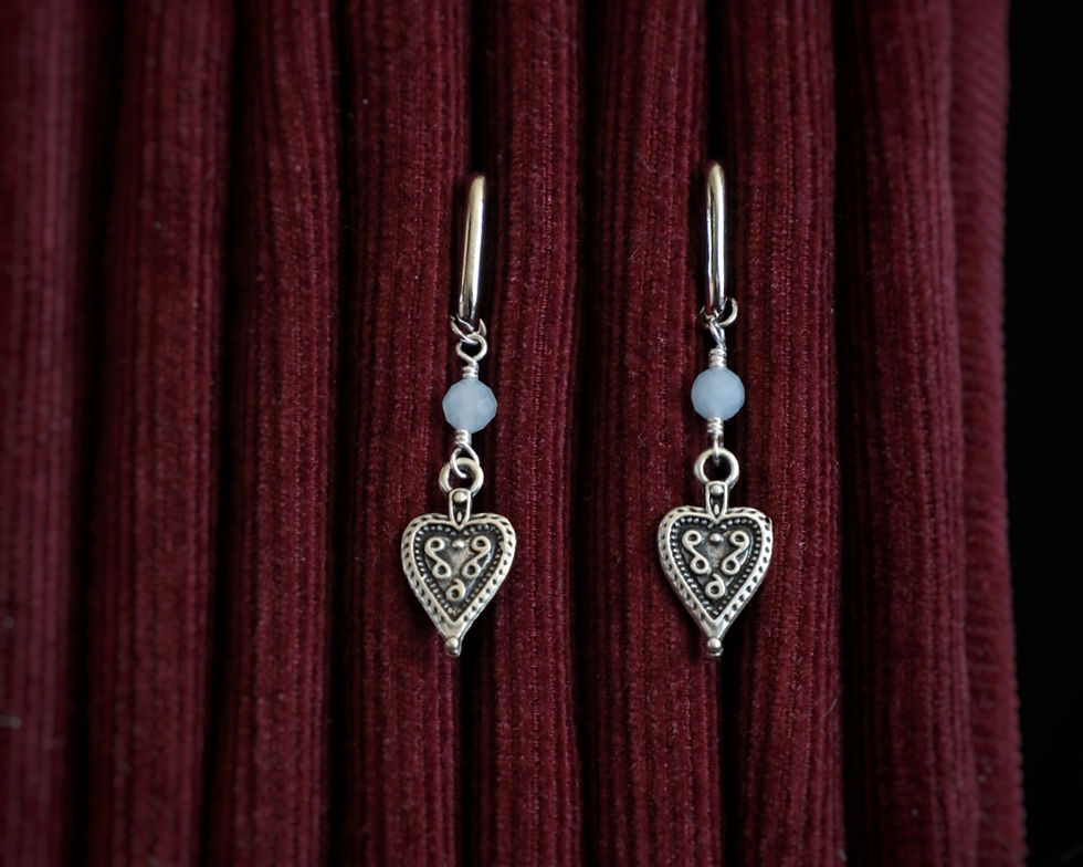 Thumbnail: Aquamarine huggie hoops Ethnic Accent Earrings 