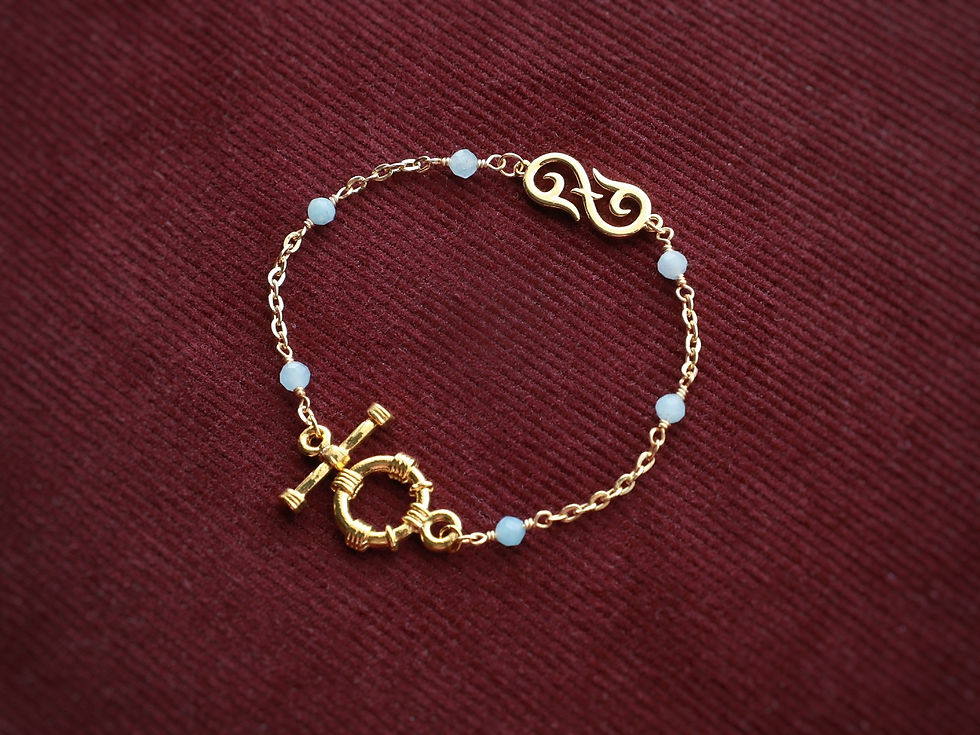 Thumbnail: Aquamarine Gold Bracelet, inspired by Kazakh Jewellery, Central Asian Jewelry 