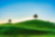 Rustic scenic view of lush green hill with isolated tree growth and cows grazing in farmla