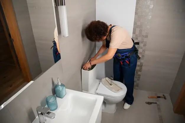 Female plumber working to fix problems at house
