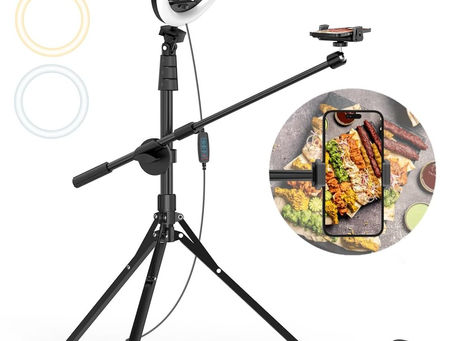 UBeesize 12" Selfie Ring Light with Stand and Overhead Phone Mount, 62" Foldable Tripod for iPhone with Ringlight, Phone Light for Video Recording, Cooking, Photography, Live Streaming, Tiktok, YouTube