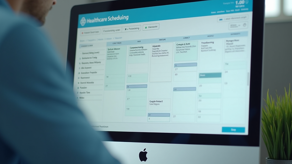 Close-up view of a computer screen showing healthcare scheduling software