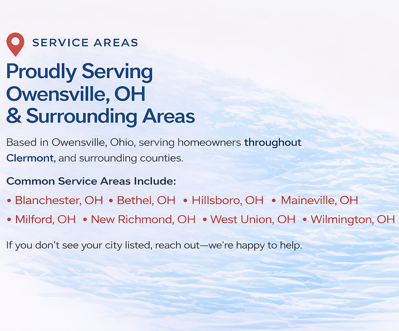 Service areas for Owensville, OH and Surrounding Counties