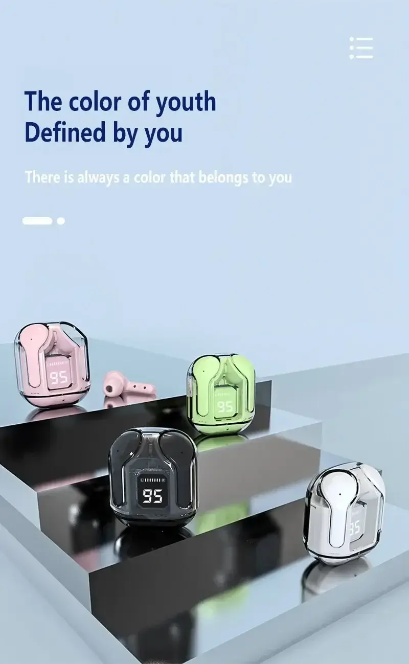 Thumbnail: Original T2 Wireless Bluetooth Earphone Transparent HIFI Headphones LED Power Di
