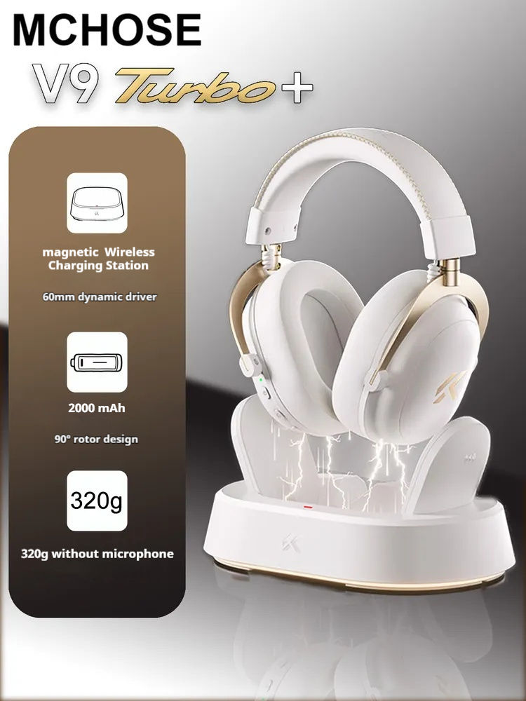 Thumbnail: Original MCHOSE V9 PRO Music Esports Gaming Headphones 3-mode Wireless Noise Red