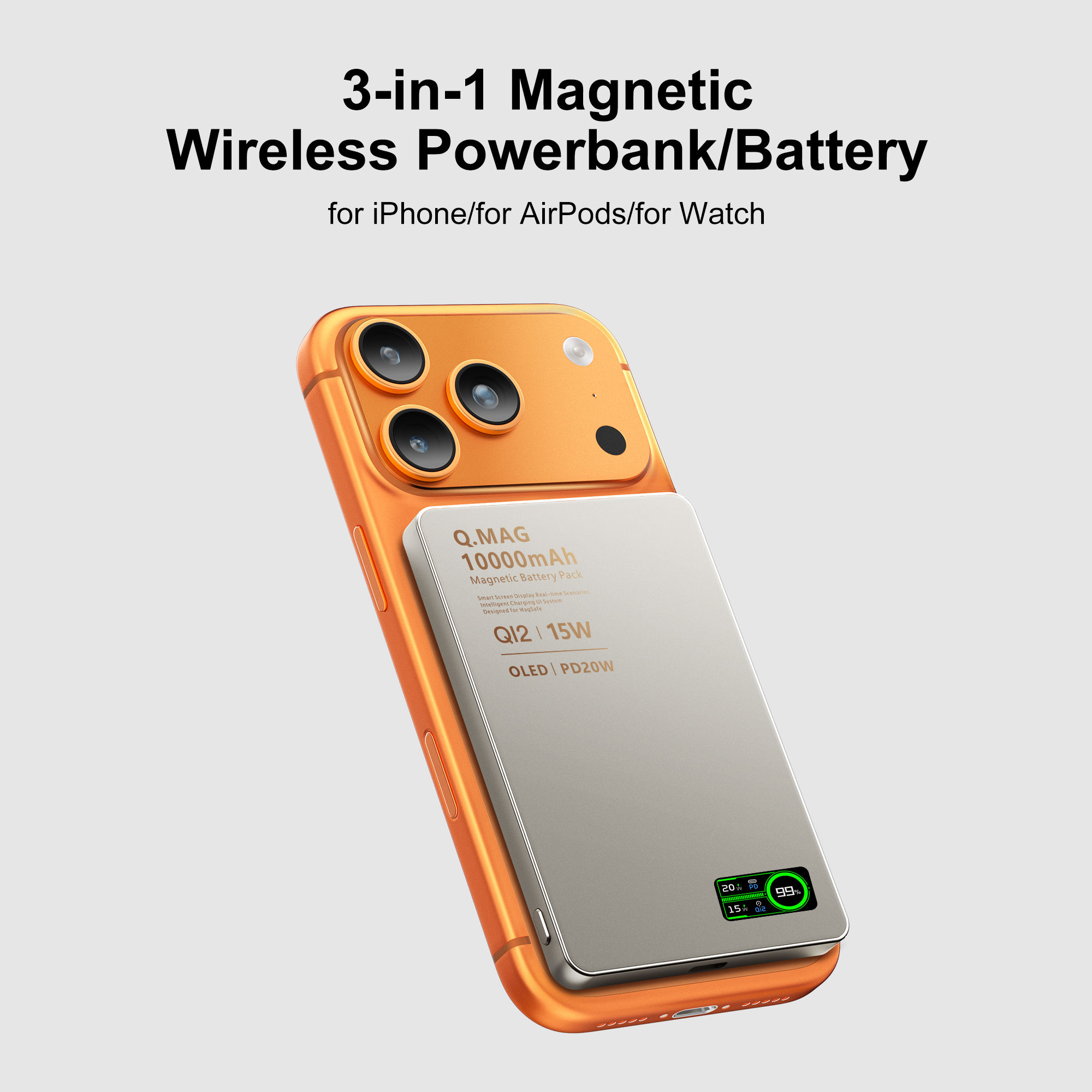 QI 2.1 Magnetic Powerbank Wireless Fast Charing Spare Portable External Battery