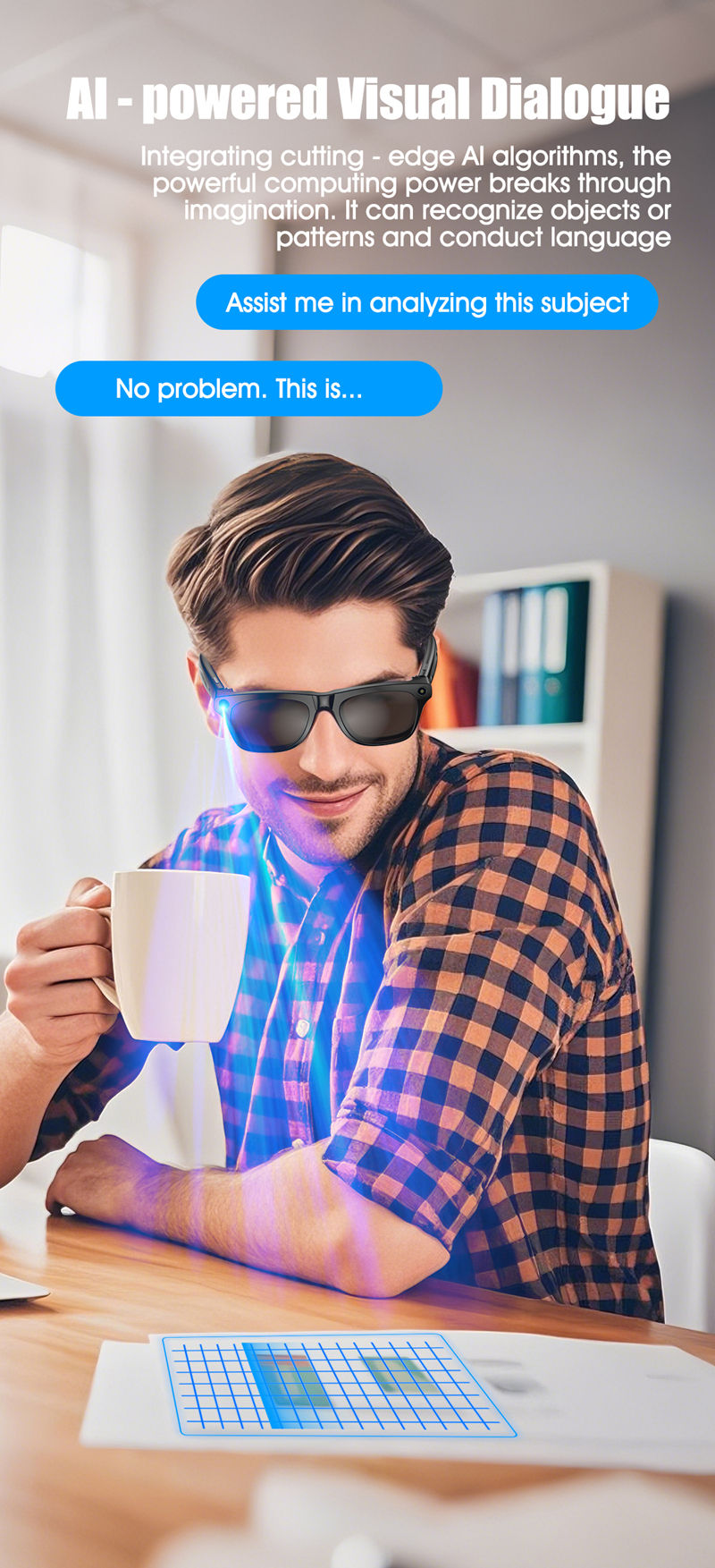 Thumbnail: 4K HD AI Smart Glasses 800w Pixel Multifunctional Camera Bluetooth Call Voice As