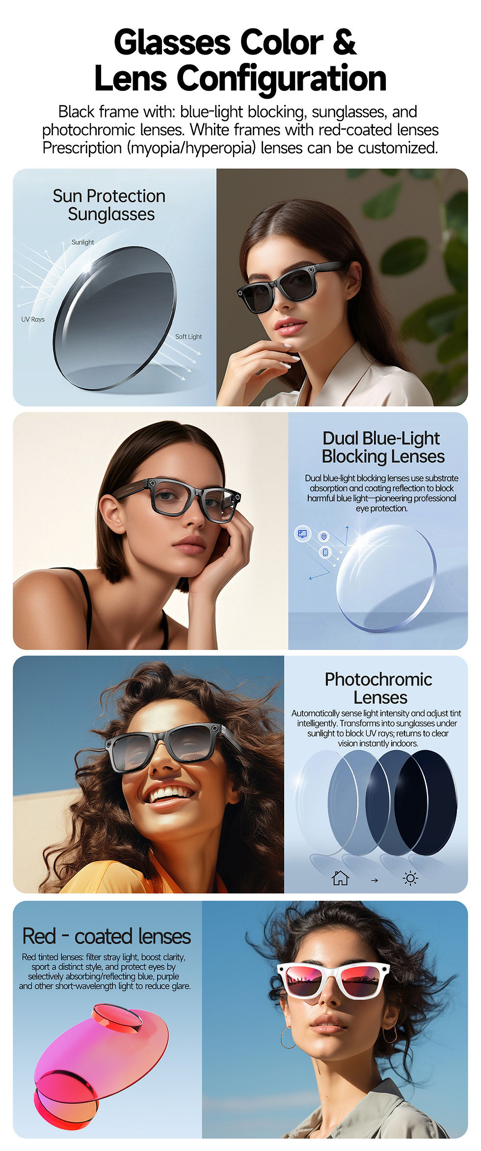 Thumbnail: New 800W Camera AI Glasses Men Color-Changing Smart Translation Glasses Photo Vi