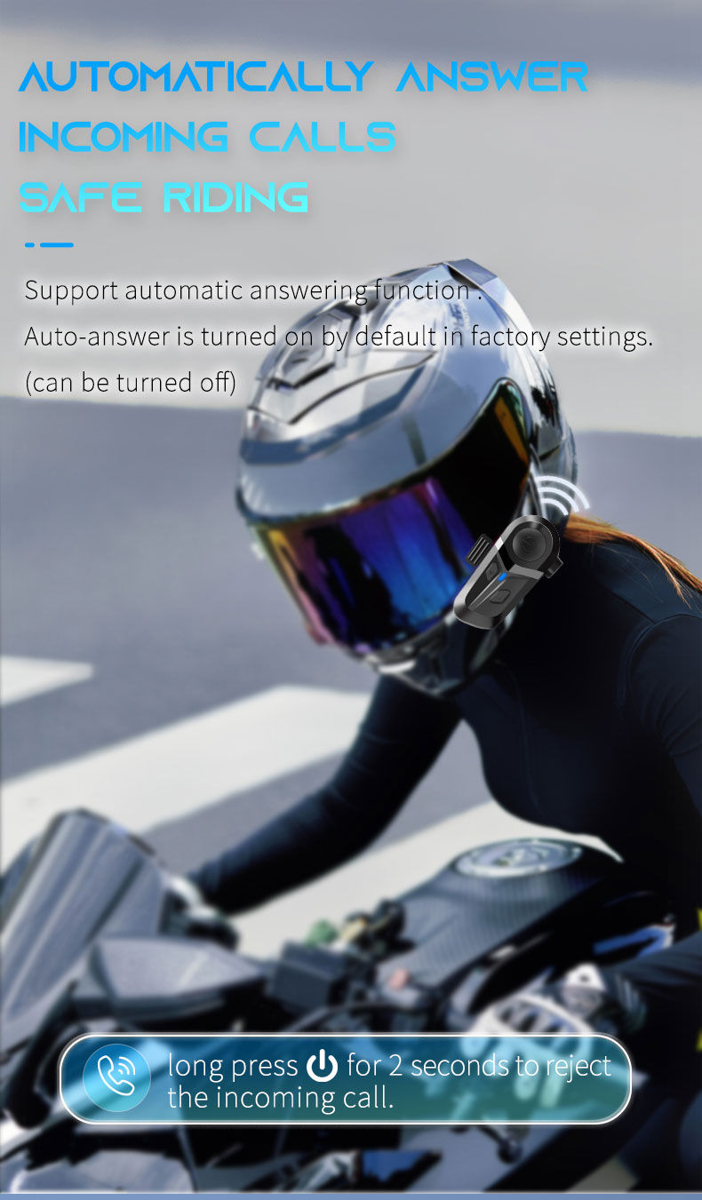 Thumbnail: Bluetooth 5.3 Wireless Motorcycle Helmet Headset Hands-free Call Phone Motorcycl