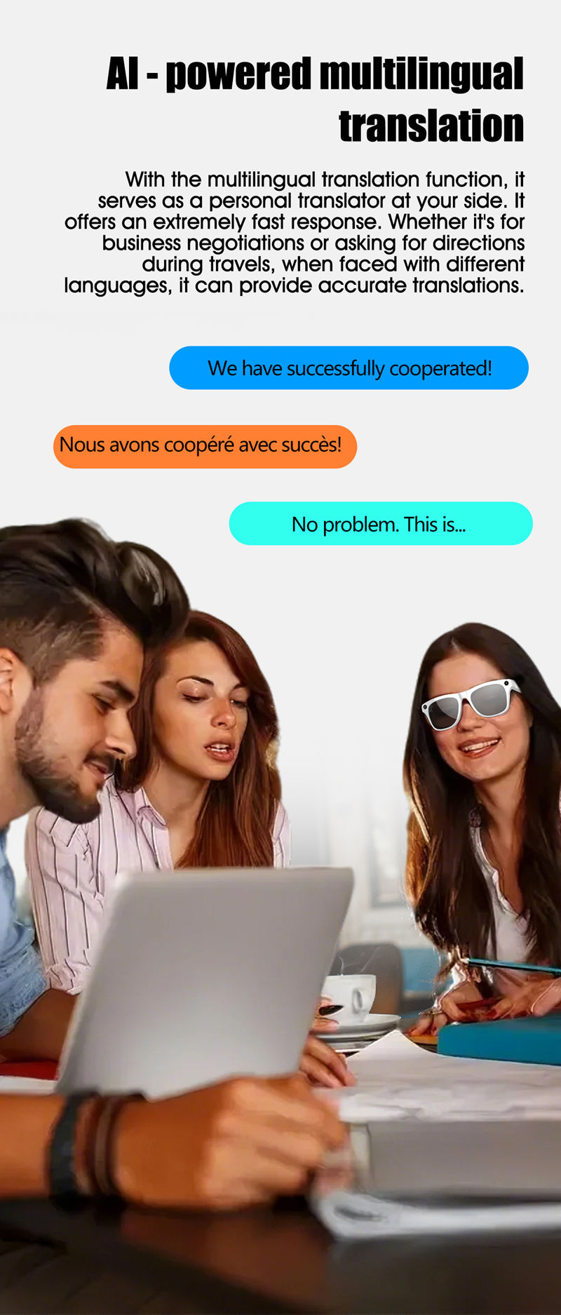 Thumbnail: 4K HD AI Smart Glasses 800w Pixel Multifunctional Camera Bluetooth Call Voice As