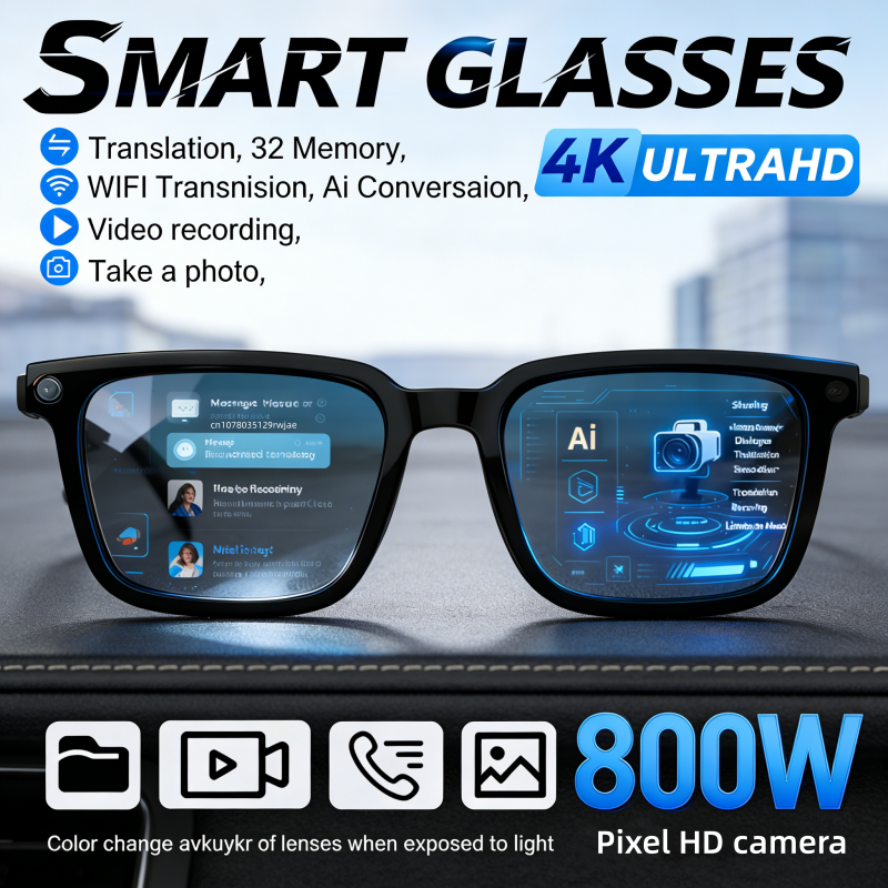 2026 New AI Smart Glasses AI Translation 8MP HD Camera 4K Shooting Image Bluetoo