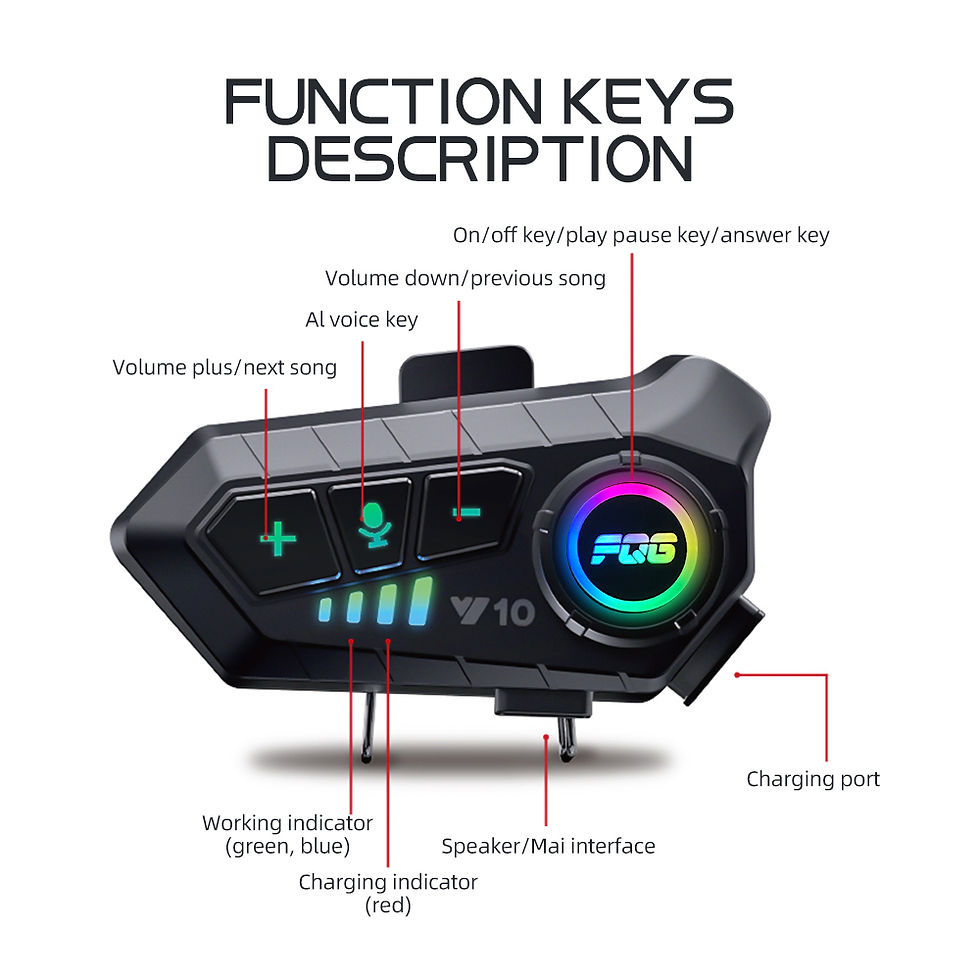 Thumbnail: Bluetooth 5.3 Helmet Headset Wireless Hands-free Call Phone Kit Motorcycle Water