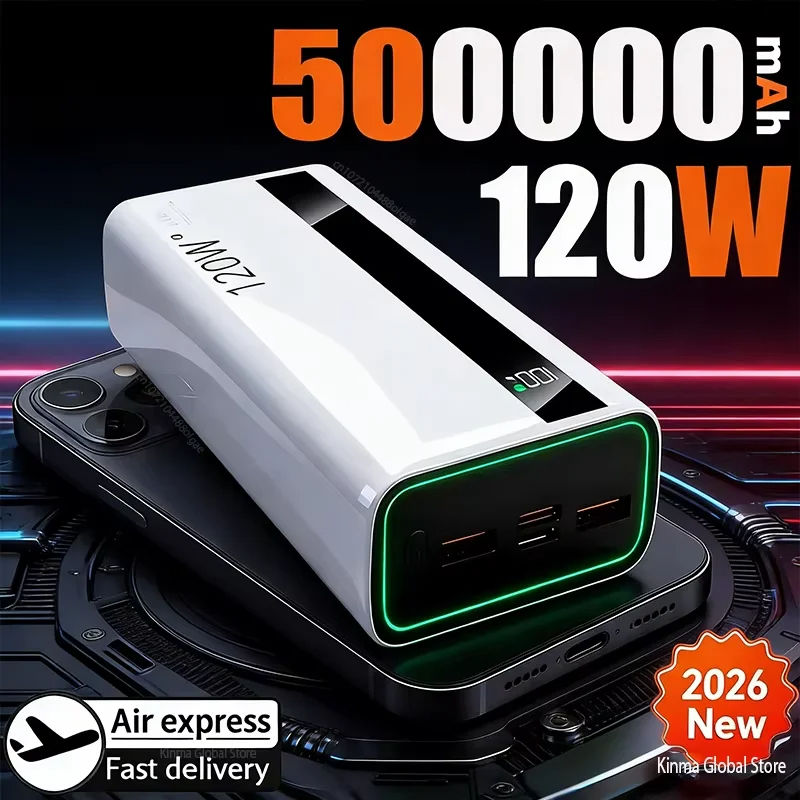 500000mAh Power Bank 120W Fast Charging Large Capacity Power Bank PD 20W Suitabl