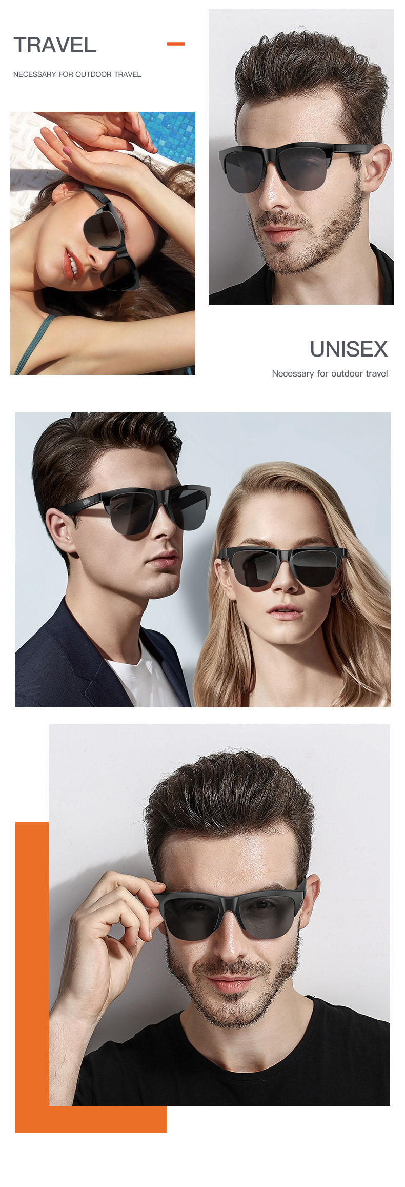 Thumbnail: Smart Bluetooth V5.3 Sunglasses Glasses Call Outdoor Sports Headphones HIFI Blac