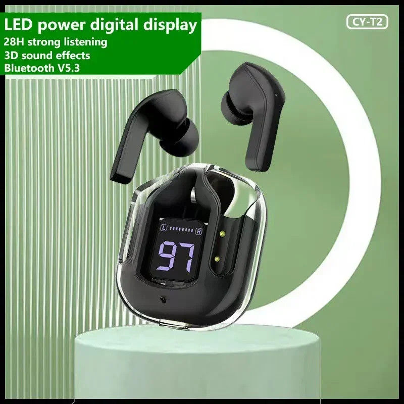Thumbnail: Original T2 Wireless Bluetooth Earphone Transparent HIFI Headphones LED Power Di