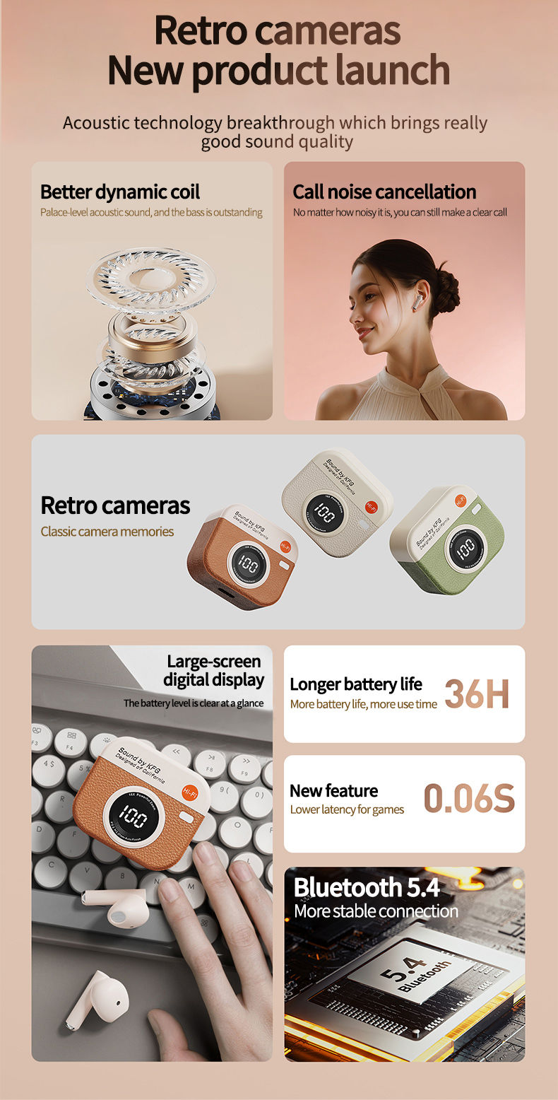 Thumbnail: Q86 Bluetooth 5.3 Wireless Headphones Power LED Digital Display 24hours Enduranc