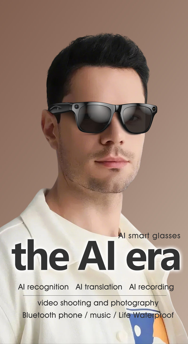 Thumbnail: 4K HD AI Smart Glasses 800w Pixel Multifunctional Camera Bluetooth Call Voice As