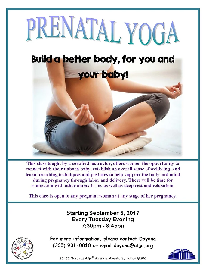 atjc prenatal yoga prenatal yoga flyer