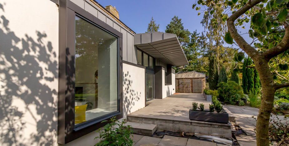 A window seat projecting from the rear wall of the house 