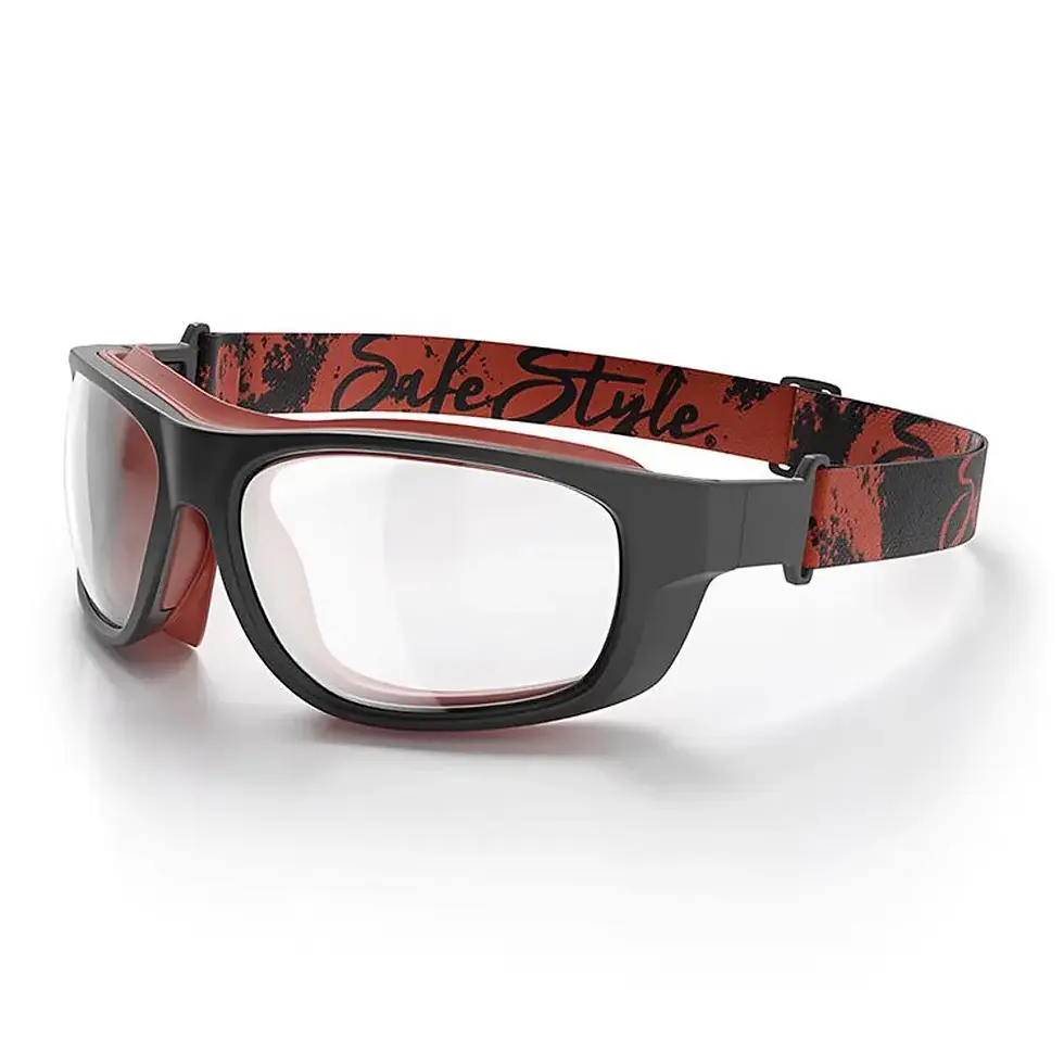Thumbnail: SafeStyle Switches Matte Black/Red Frame Clear Lens Safety Glasses
