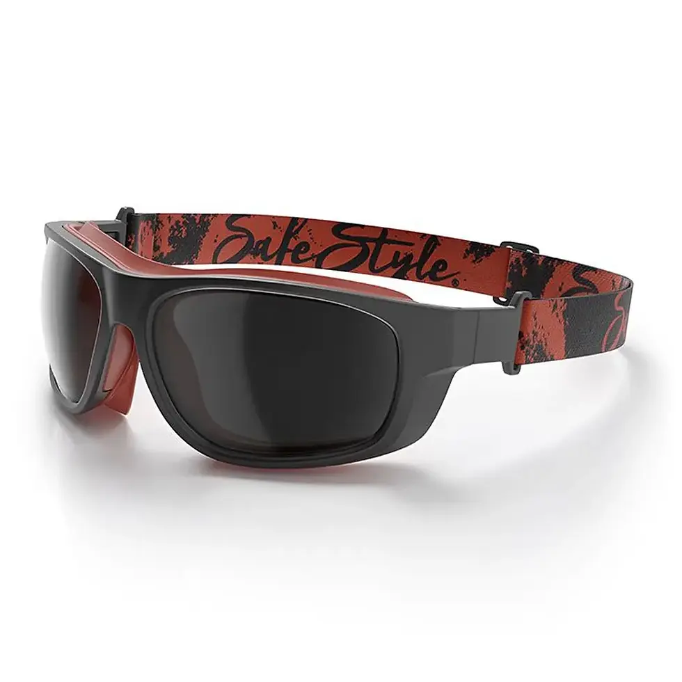 Thumbnail: SafeStyle Switches Matte Black/Red Frame Grey Polarised Lens Safety Glasses