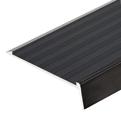 Black Aluminium Profile & P5 Poly Insert Anodised Surface Mount Stair Nosing