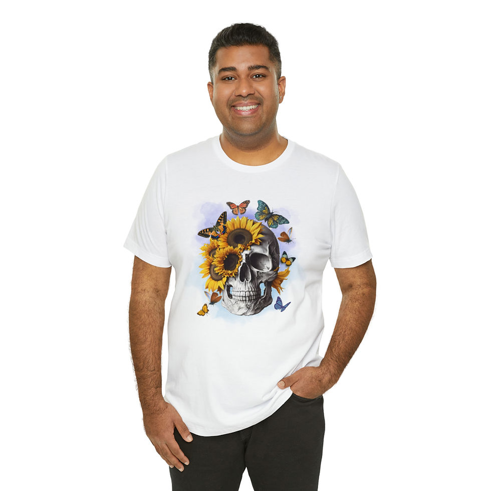Thumbnail: Sunflower Skull Tshirt, Bloom Skull Butterfly shirt, Floral Skull Tee Unisex Tee