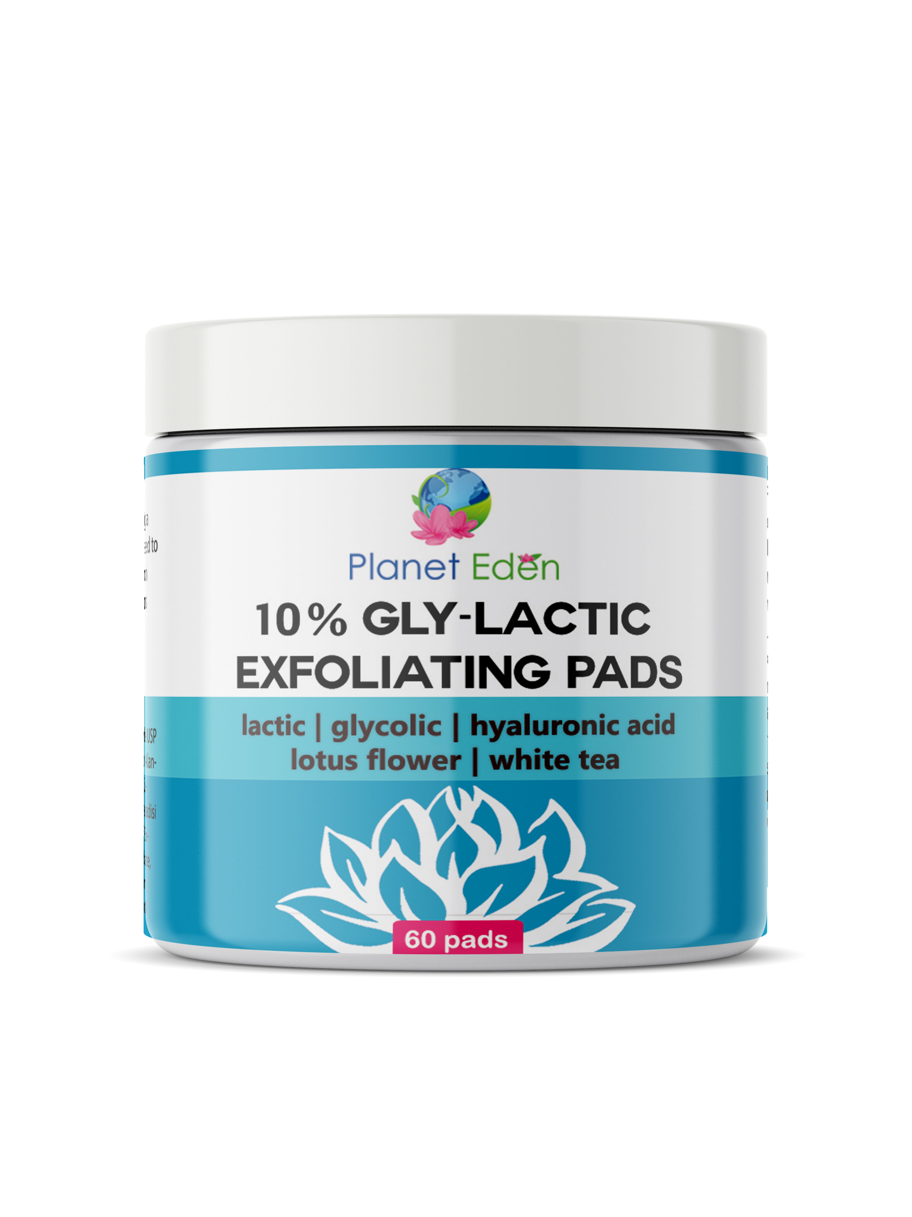 Planet Eden 10% or 20% Gly-Lactic Glycolic & Lactic Acid Skin Exfoliating Pads