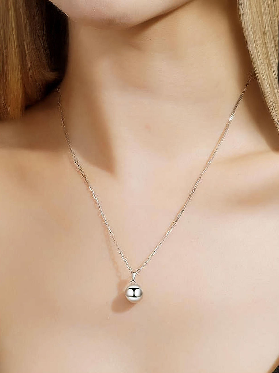 Miniaturbild: Solid Platinum Pendant Sphere Pendant Pt950 Ball Pendant Minimalist Jewellery Smooth Globe Platinum Pendant Necklace