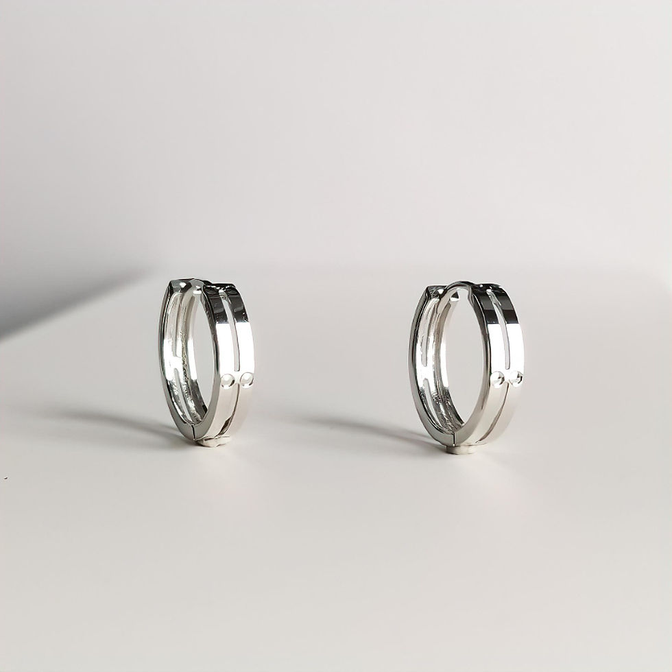 Miniaturbild: Platinum Earrings Pt950 Echoing Dual-Band Hoop Earrings Platinum Hoop Earrings