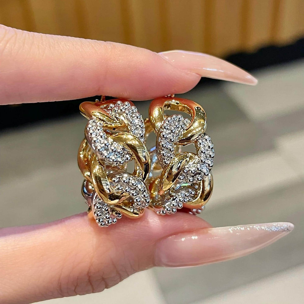 Miniature : 18K Gold Earrings Yellow Gold White Gold Two-tone Twisted Earrings 18K Gold Statement Earrings
