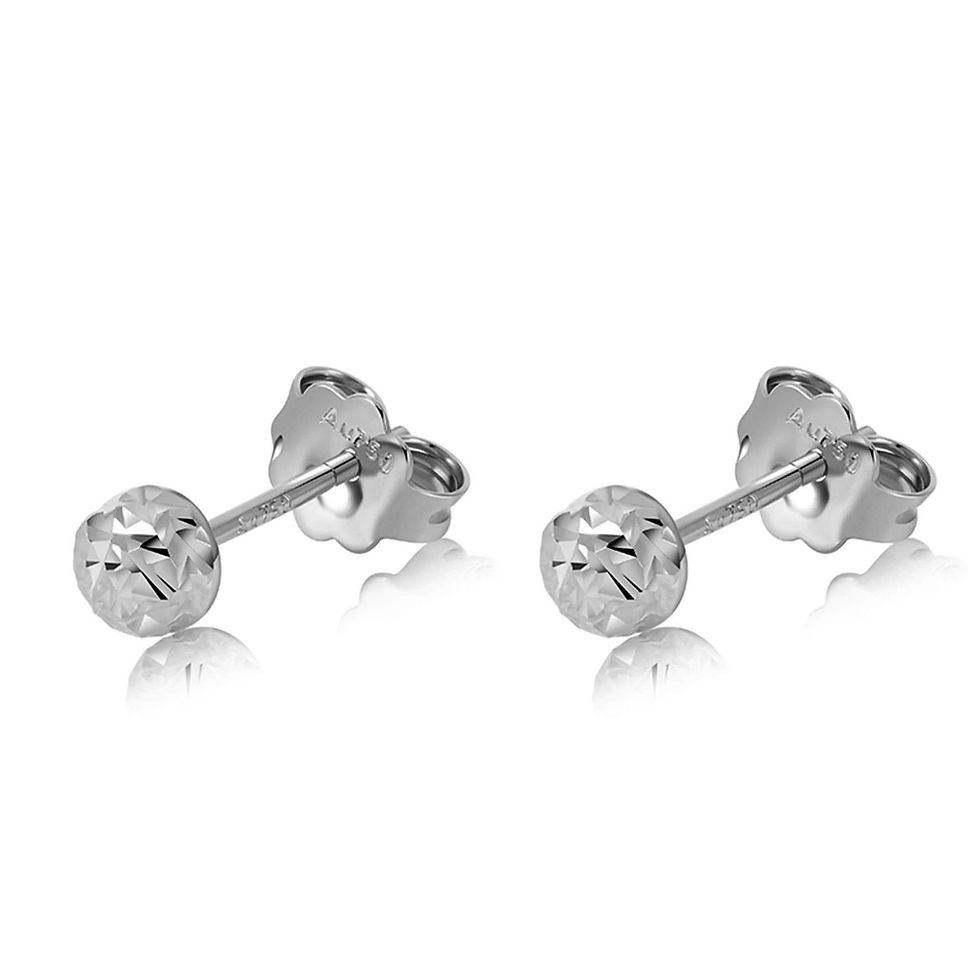 Miniatura: 18K Solid Gold Earrings Laser Cut Half Sphere Stud Earrings