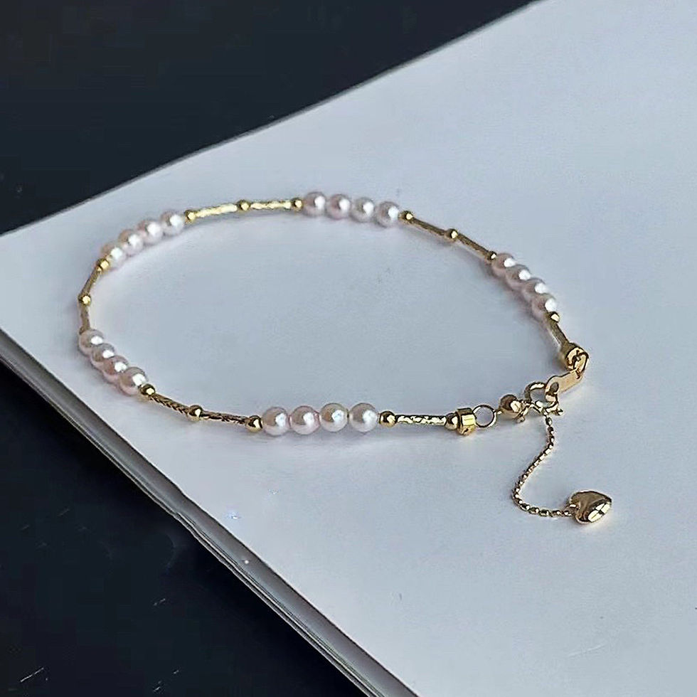 Thumbnail: 18K Solid Gold Necklace Natural Freshwater Pearls Necklace