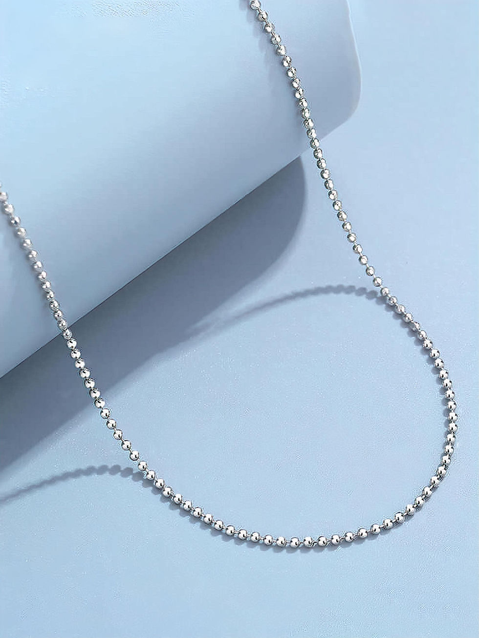 サムネイル： Solid Platinum Necklace Plain Pt950 Necklace Minimalist Jewellery Faceted Beaded Chain Plain Platinum Necklace for Women Neck