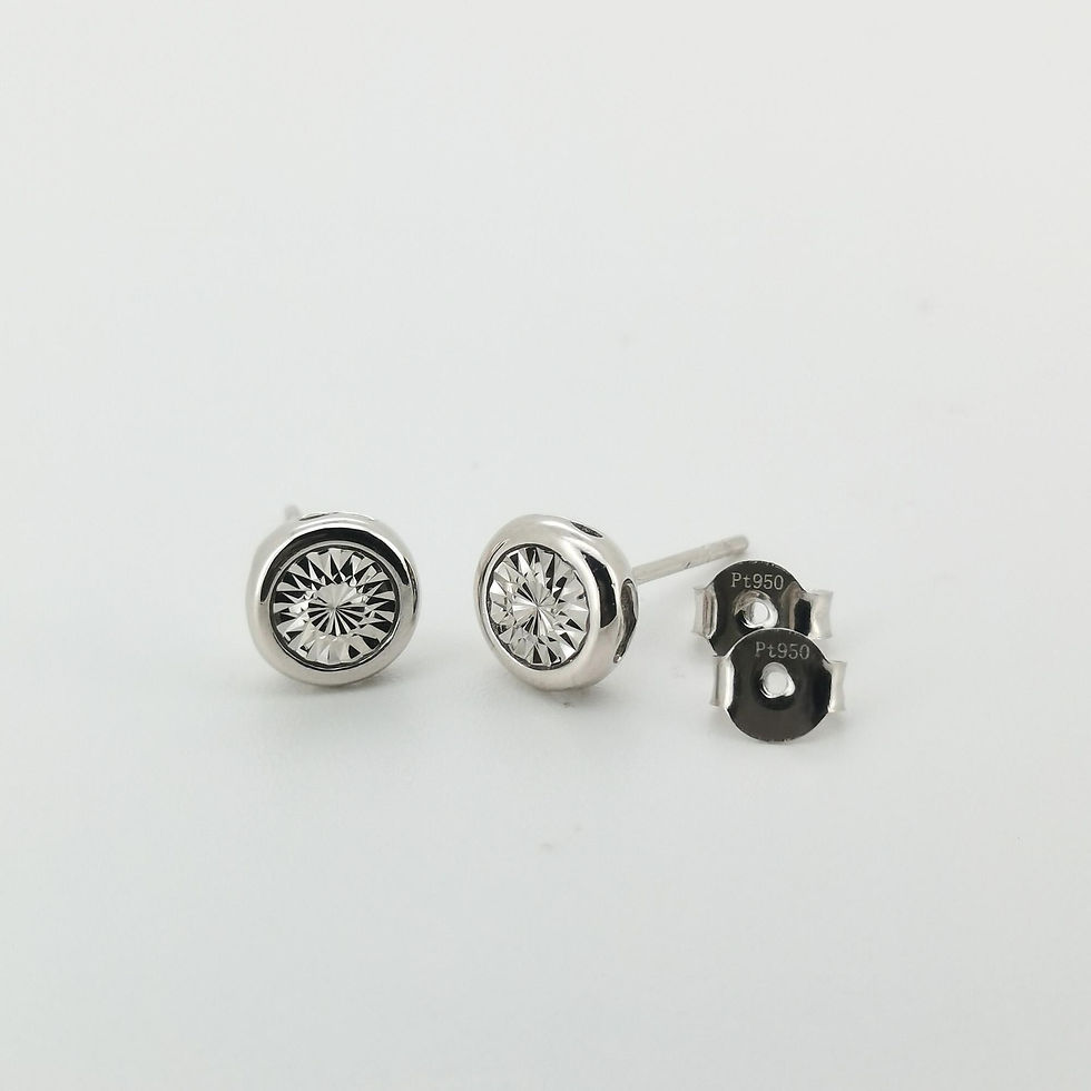 Thumbnail: Platinum Earrings Pt950 Starburst Round Stud Earrings Brilliant Sleek Earrings Minimalist Stud Earrings for Unisex