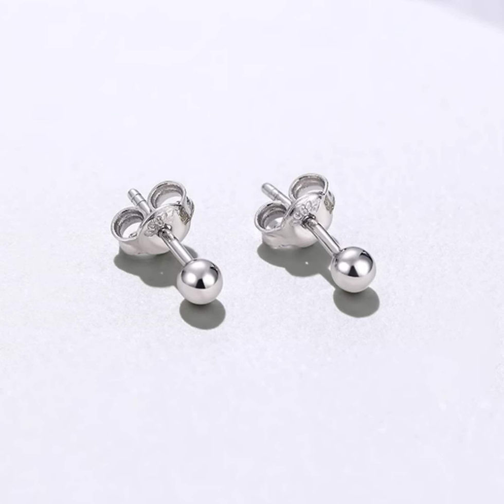Miniature : Solid Platinum Earrings Pt950 Dainty Platinum Ball Stud Earrings