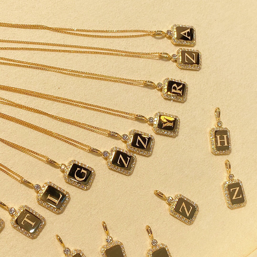 Thumbnail: Natural Diamond Pendant 18K Solid Gold Necklace Letter Initials Pendant