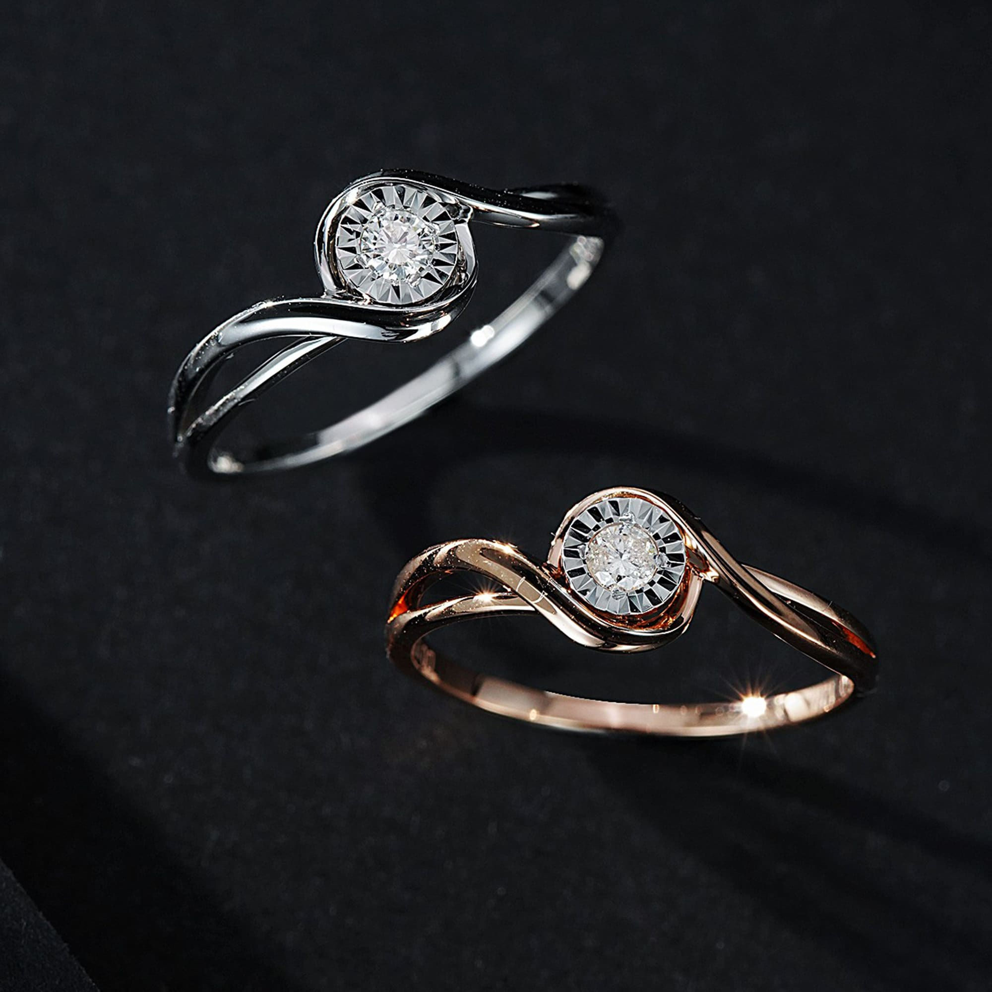 Natural Diamond Ring 18K Solid Gold Ring Twisted Ring Bypass Engagement Ring