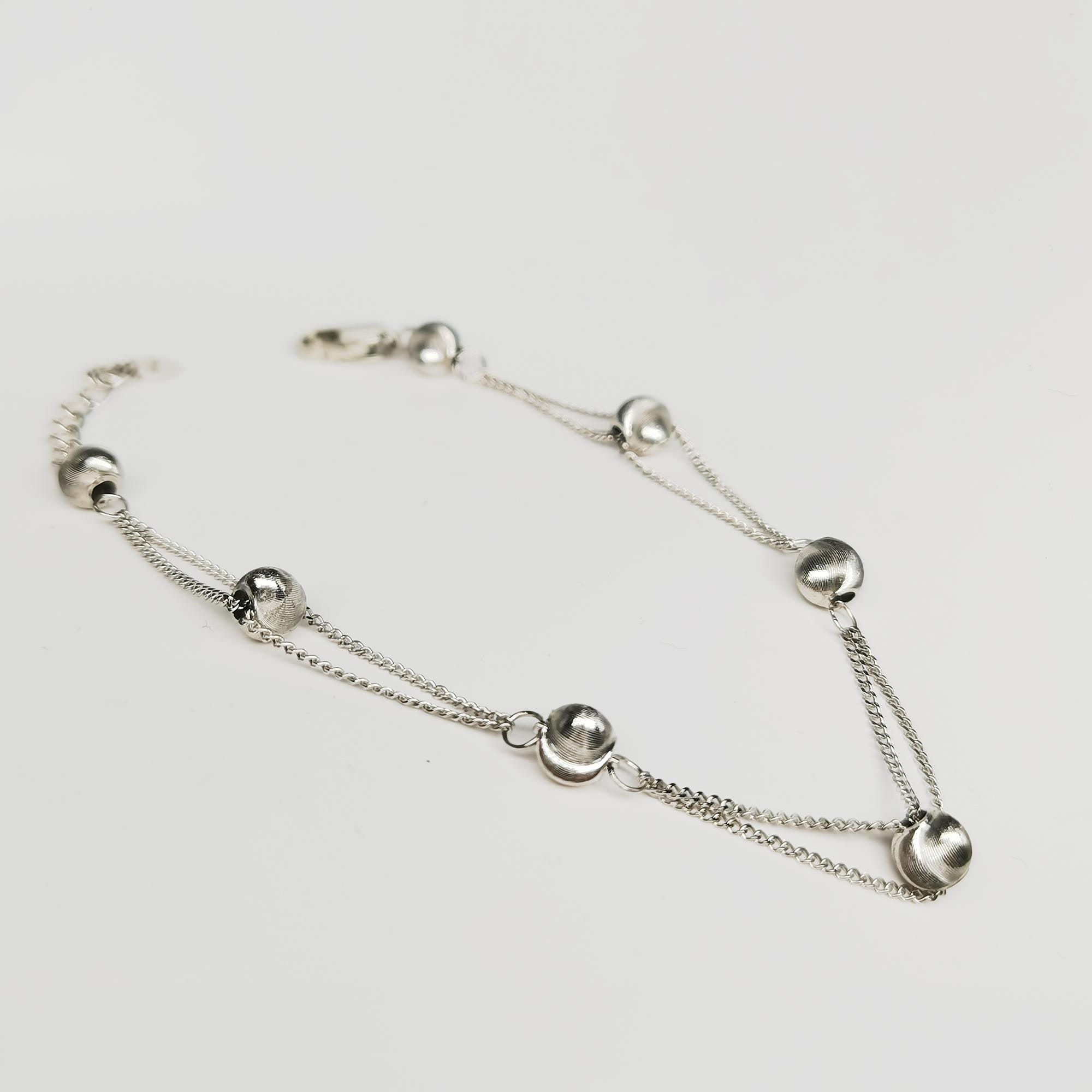 Platinum Bracelet PT950 Beaded Chain Bracelet Cat-eye Sphere Bracelet Minimalist Jewellery Double Strand Bracelet for Women
