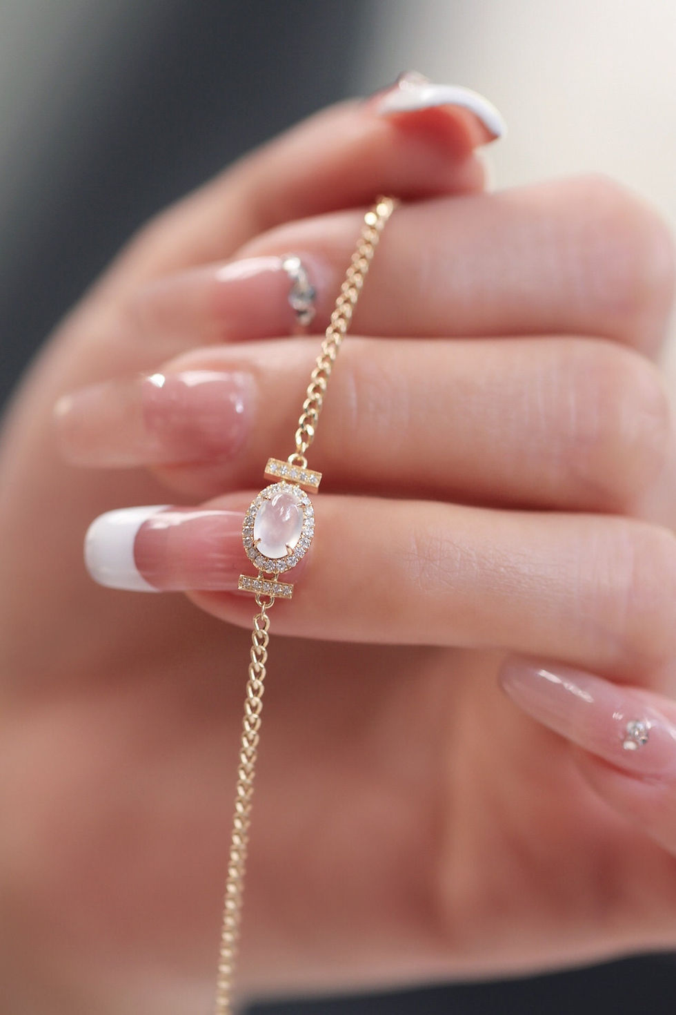 Miniatura: Natural Diamond Bracelet Ice Jade 18K Solid Gold Bracelet