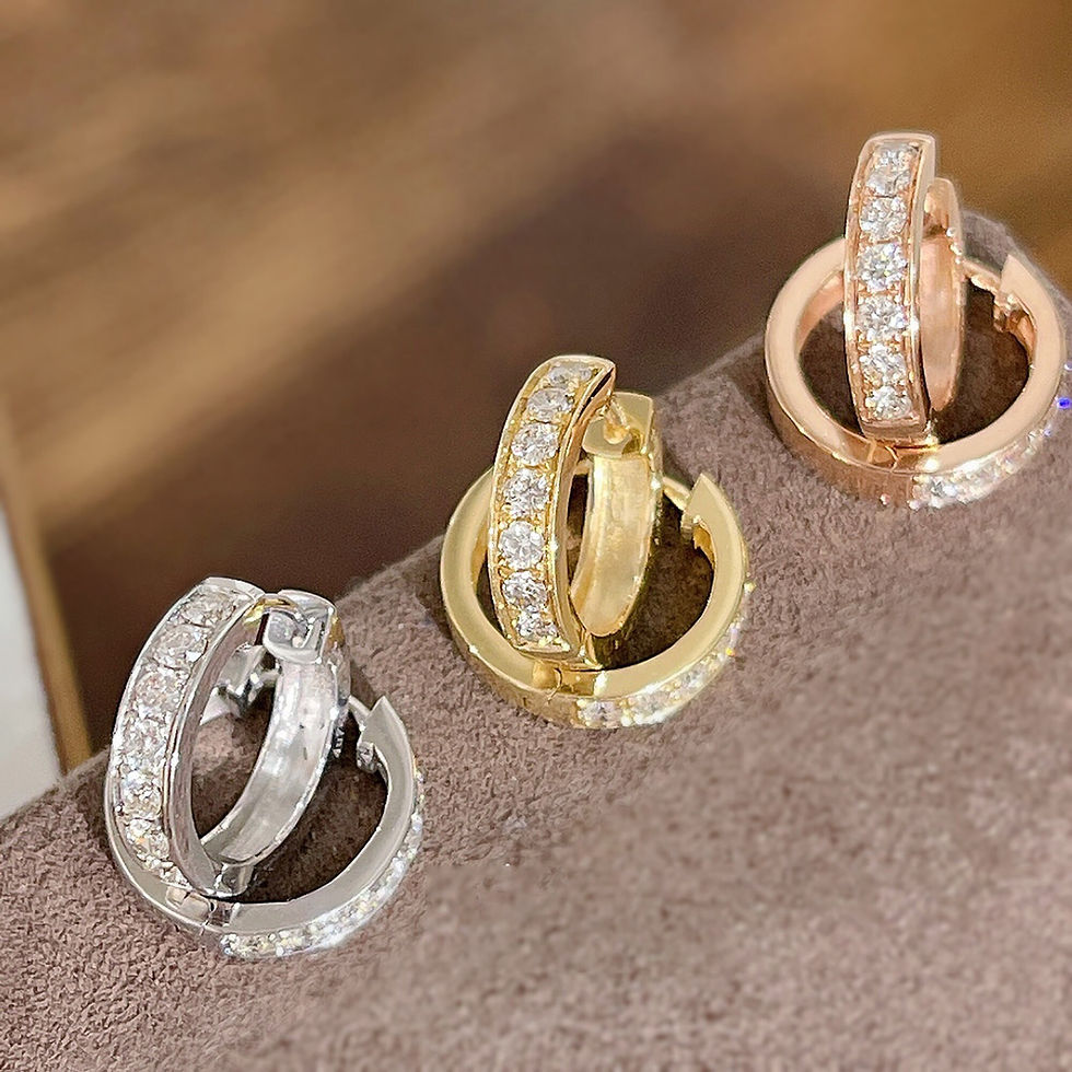 Miniatura: Natural Diamond Earrings 18K Solid Gold Earrings Pave Diamond Hoop Earrings