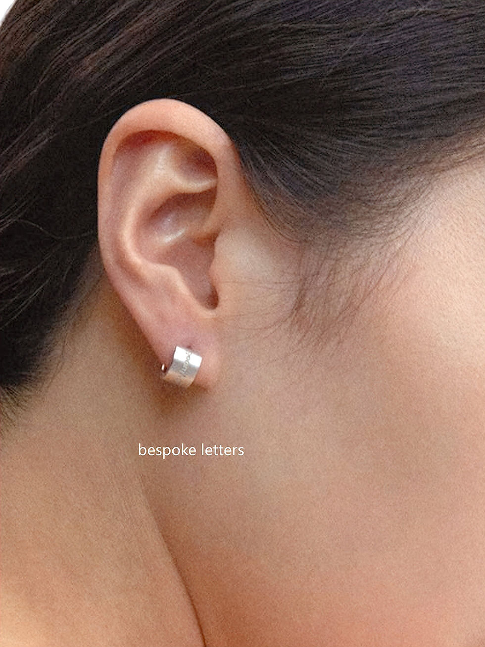 Miniature : Platinum Hoop Earring Brushed Unisex Earrings for Men Single Earring