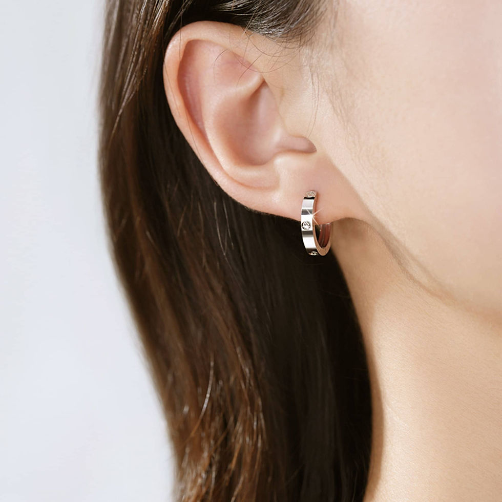 Thumbnail: Solid Platinum Earrings Pt950 Patterned Platinum Hoop Earrings for Unisex