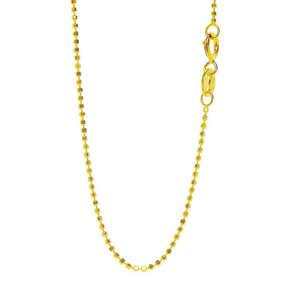 サムネイル： 18K Solid Gold Necklace Laser Cut Faceted Beads Chain Necklace