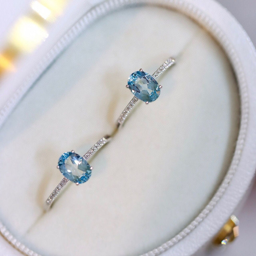 Miniaturbild: Natural Aquamarine Ring 18K Solid Gold Ring Oval Aquamarine Diamond Pave Ring