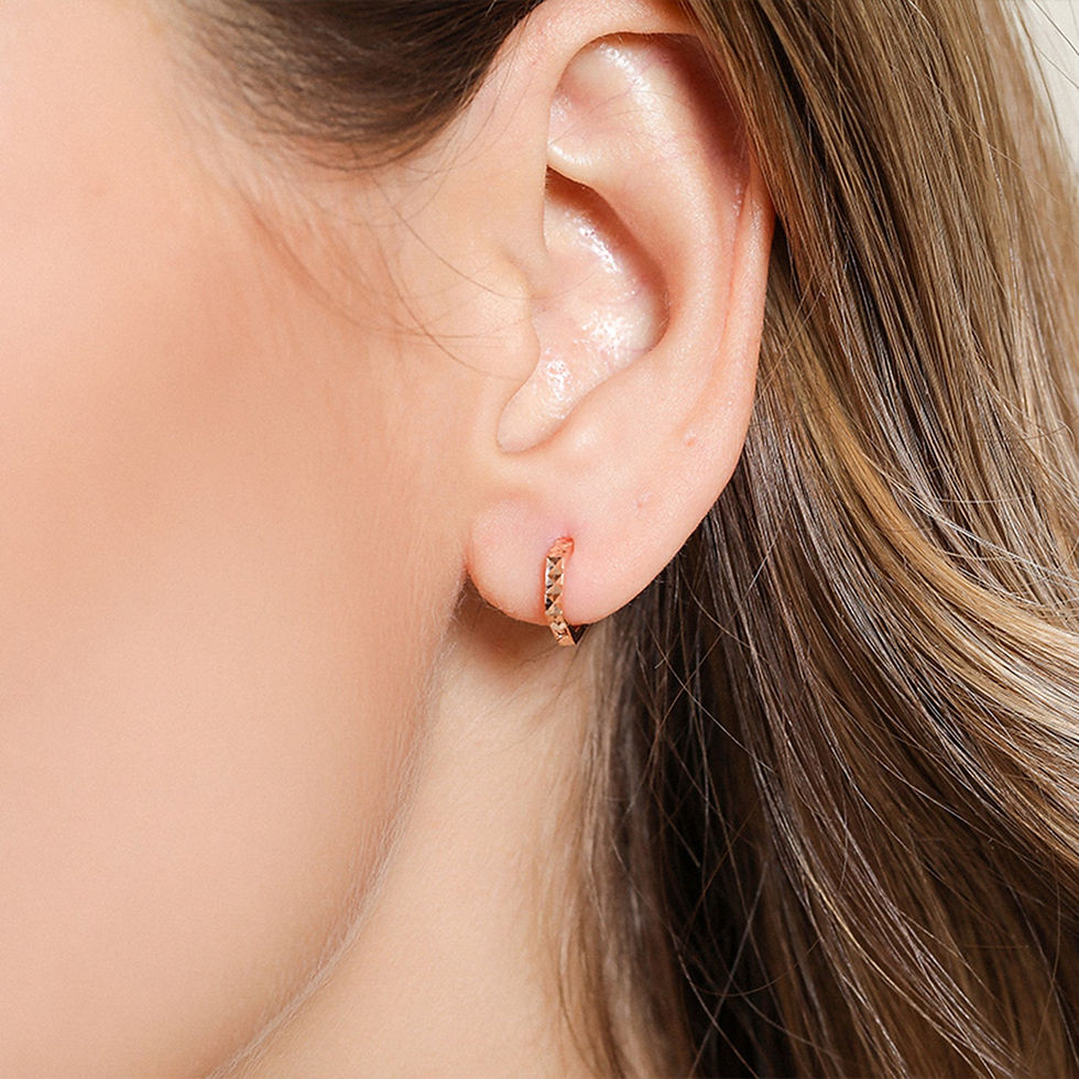 Miniaturbild: 18K Solid Gold Earrings Pentagon Hoop Earrings Rose Gold